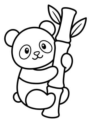 Desenho de Cute Panda Hugging Bamboo para colorir e imprimir grátis