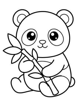 Desenho de Cute Panda with Bamboo para colorir e imprimir grátis
