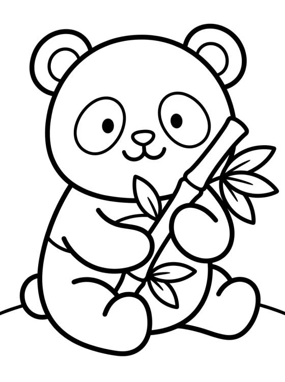 Desenho de Cute Little Panda Eating Bamboo para colorir e imprimir grátis