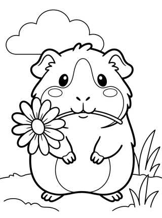 Desenho de Guinea Pig with Flower para colorir e imprimir grátis