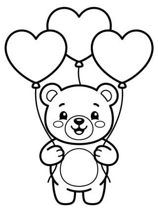 Desenho de Cute Bear Holding Balloons para colorir e imprimir grátis