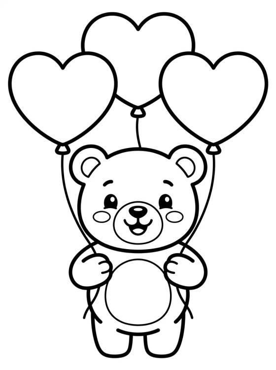 Desenho de Cute Bear Holding Balloons para colorir e imprimir grátis