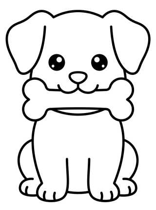 Desenho de Sweet Puppy with Bone para colorir e imprimir grátis