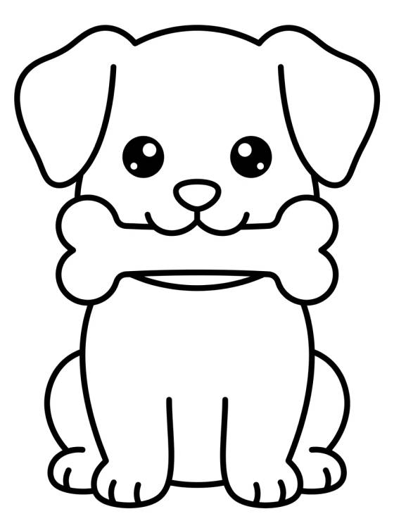 Desenho de Sweet Puppy with Bone para colorir e imprimir grátis