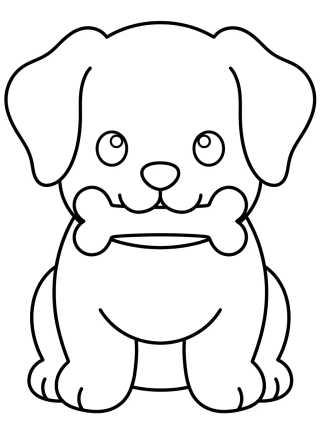 Desenho de Cute Puppy with Little Bone para colorir e imprimir grátis