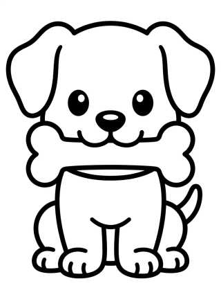 Desenho de Cuddly Puppy with a Bone para colorir e imprimir grátis