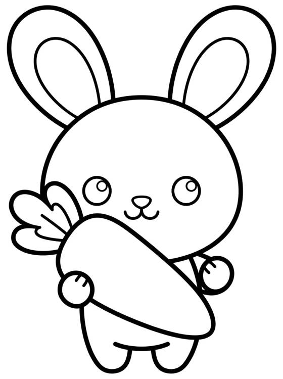 Desenho de Cute Bunny Holding a Carrot para colorir e imprimir grátis