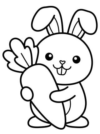 Desenho de Cute Bunny Holding a Carrot para colorir e imprimir grátis