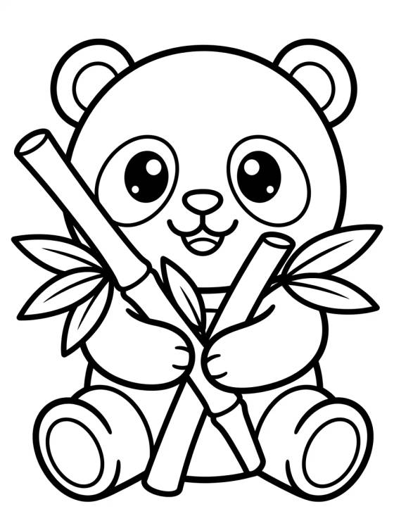 Desenho de Baby Panda Eating Bamboo para colorir e imprimir grátis