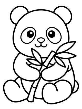 Desenho de Baby Panda Eating Bamboo para colorir e imprimir grátis