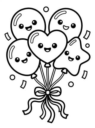 Desenho de Smiling Party Balloons para colorir e imprimir grátis