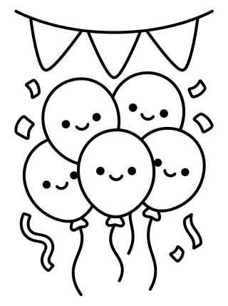 Desenho de Party Balloons and Streamers para colorir e imprimir grátis