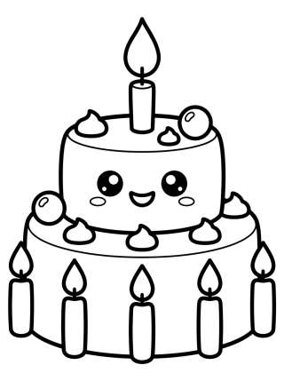 Coleção de desenhos para colorir: Kawaii Birthday Coloring Pages