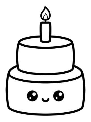 Desenho de Cute Birthday Cake with Candle para colorir e imprimir grátis