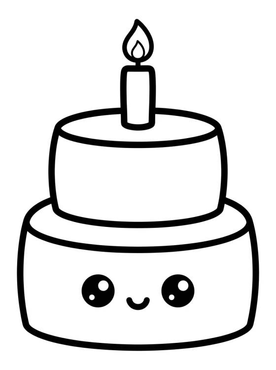 Desenho de Cute Birthday Cake with Candle para colorir e imprimir grátis