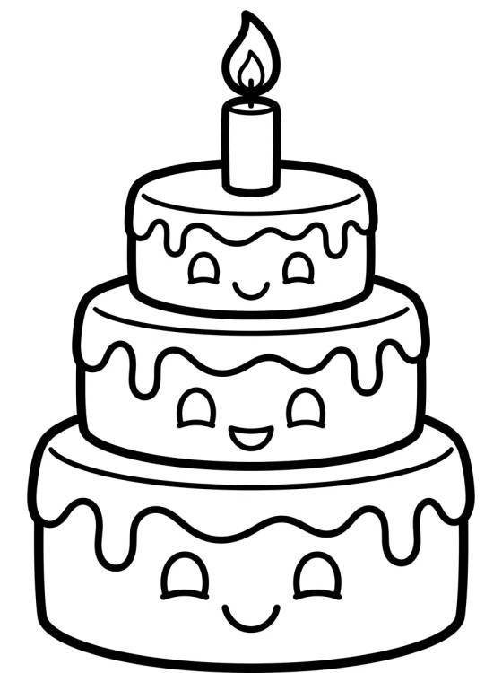Desenho de Cute Birthday Cake with Candle para colorir e imprimir grátis