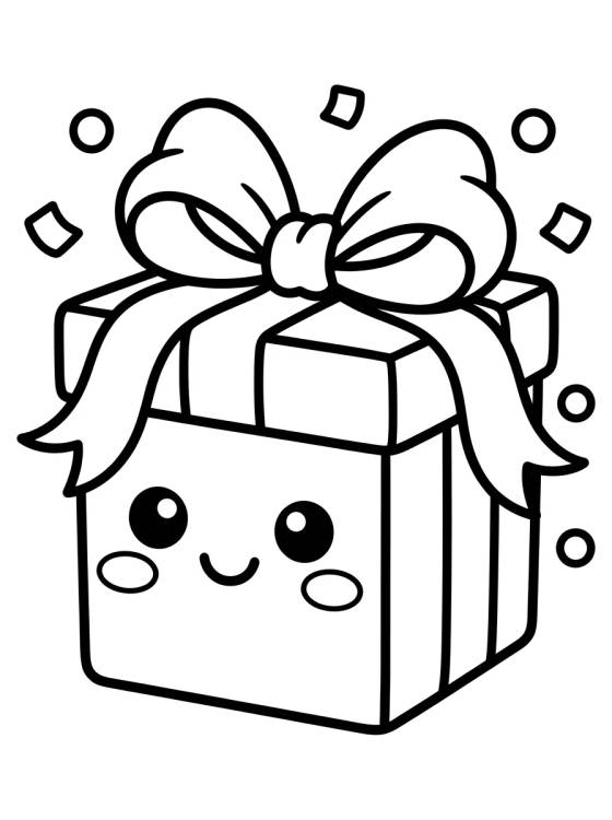 Desenho de Kawaii Gift Box para colorir e imprimir grátis