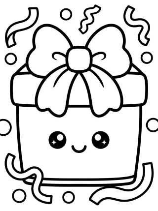 Desenho de Kawaii Surprise Gift Box para colorir e imprimir grátis
