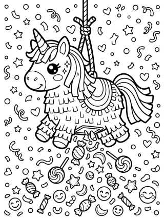 Desenho de Fun Unicorn Piñata Coloring Page para colorir e imprimir grátis