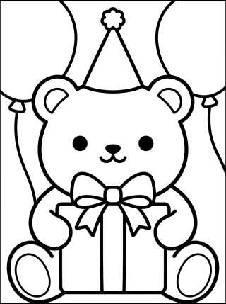 Desenho de Birthday Bear with Present para colorir e imprimir grátis