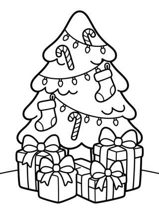 Desenho de Christmas Tree Full of Presents para colorir e imprimir grátis