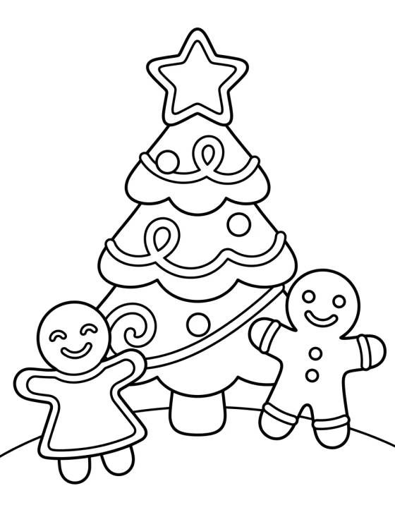 Desenho de Gingerbread Cookie Christmas Tree para colorir e imprimir grátis