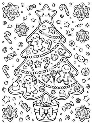 Desenho de Candy and Cookie Christmas Tree para colorir e imprimir grátis