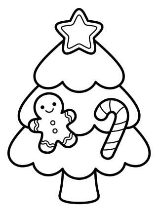 Desenho de Candy and Cookie Christmas Tree para colorir e imprimir grátis