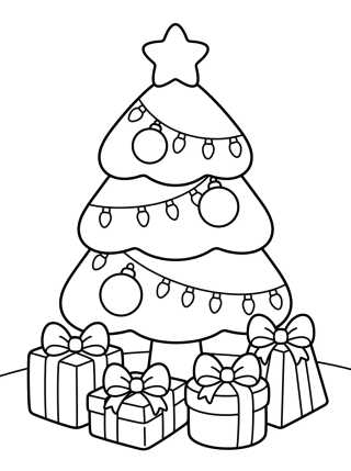 Desenho de Easy Christmas Tree with Presents para colorir e imprimir grátis