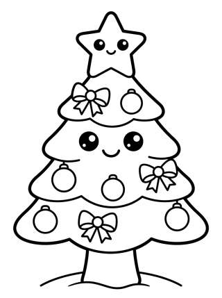 Coleção de desenhos para colorir: Cute Christmas Tree Coloring Pages