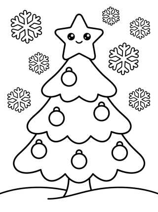 Desenho de Simple Christmas Tree with Snow para colorir e imprimir grátis