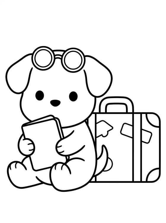 Desenho de Puppy Ready for Vacation para colorir e imprimir grátis