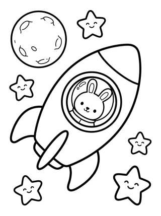 Desenho de Astronaut Bunny in a Rocket para colorir e imprimir grátis