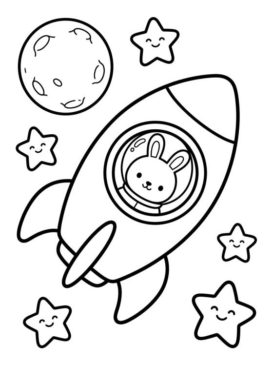 Desenho de Astronaut Bunny in a Rocket para colorir e imprimir grátis
