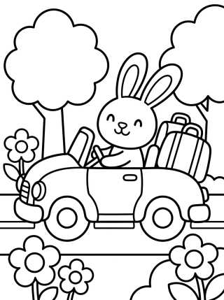 Desenho de Bunny on a Road Trip para colorir e imprimir grátis