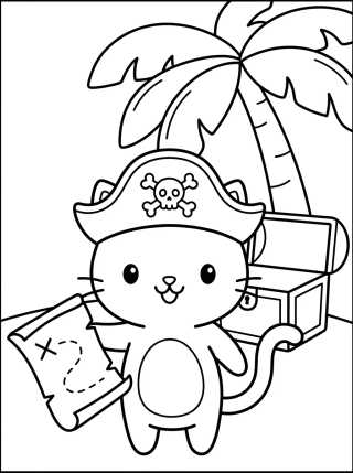 Desenho de Pirate Kitty with Treasure Map para colorir e imprimir grátis