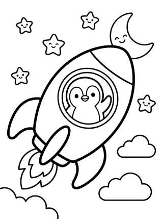 Desenho de Penguin on a Space Trip para colorir e imprimir grátis