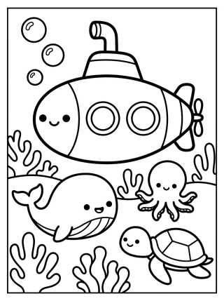 Desenho de Friendly Submarine Under the Sea para colorir e imprimir grátis