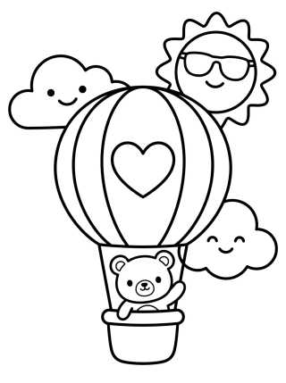 Desenho de Little Bear in a Hot Air Balloon para colorir e imprimir grátis