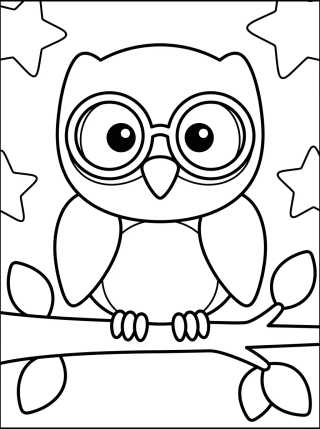 Desenho de Cute Owl with Glasses para colorir e imprimir grátis