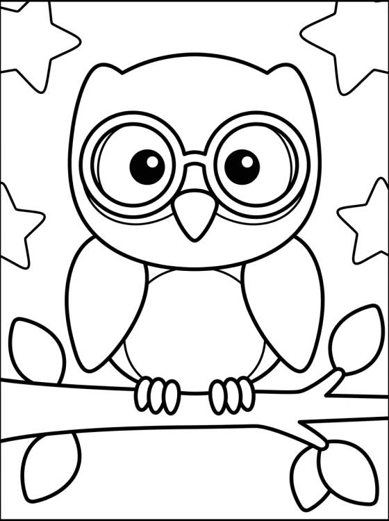 Cute Owl with Glasses para colorir Desenho de Cute Owl with Glasses para colorir e imprimir grátis