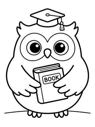 Desenho de Kawaii Owl with Book para colorir e imprimir grátis