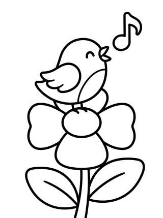 Desenho de Little Bird Singing in Springtime para colorir e imprimir grátis