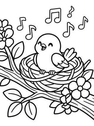 Desenho de Little Bird in the Nest para colorir e imprimir grátis