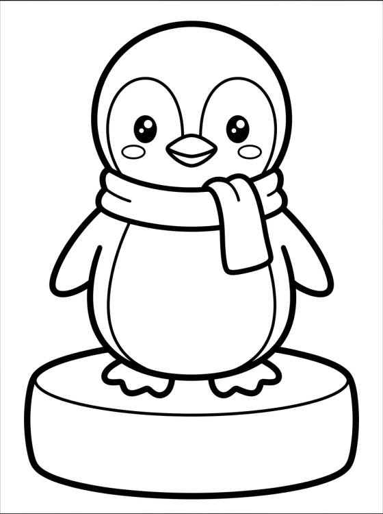 Desenho de Baby Penguin in a Scarf para colorir e imprimir grátis