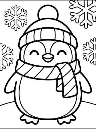 Desenho de Penguin with a Scarf para colorir e imprimir grátis