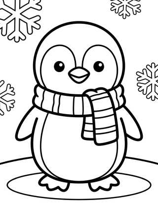 Desenho de Cute Penguin in a Scarf para colorir e imprimir grátis