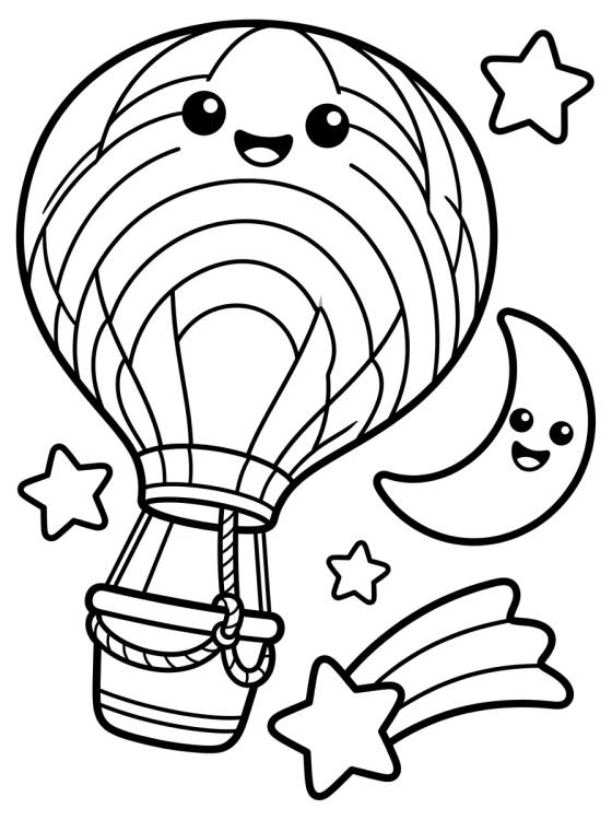 Desenho de Rainbow Balloon in the Starry Sky para colorir e imprimir grátis