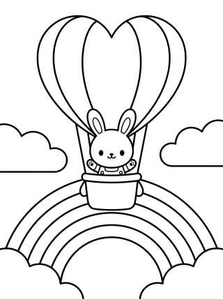 Desenho de Bunny with a Heart Balloon para colorir e imprimir grátis