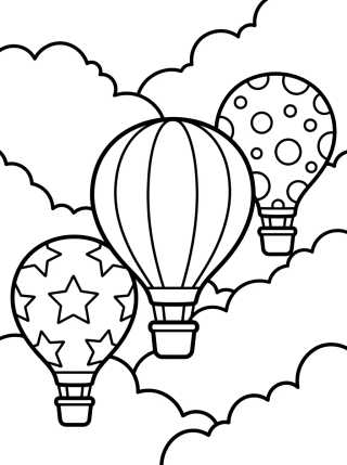 Desenho de Colorful Hot Air Balloon Festival in the Clouds para colorir e imprimir grátis